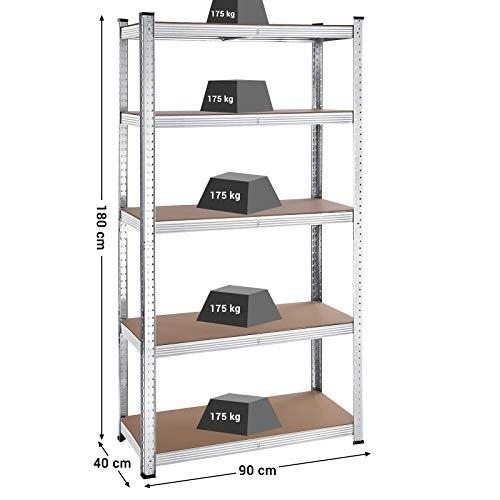 5-level Shelving, Set of 2 Steel Storage Shelving, Assembly Without Tools, for Garage, Shed, Load Capacity 875 Kg,