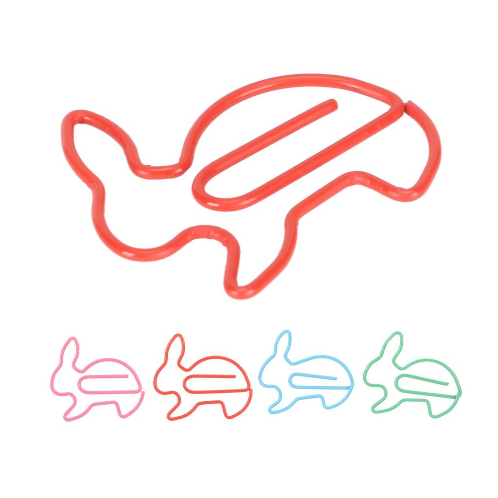 100 Pcs Rabbit Shaped Paper Clip Creative Cute Cartoon Animal Golden Page Marker File Note Clips