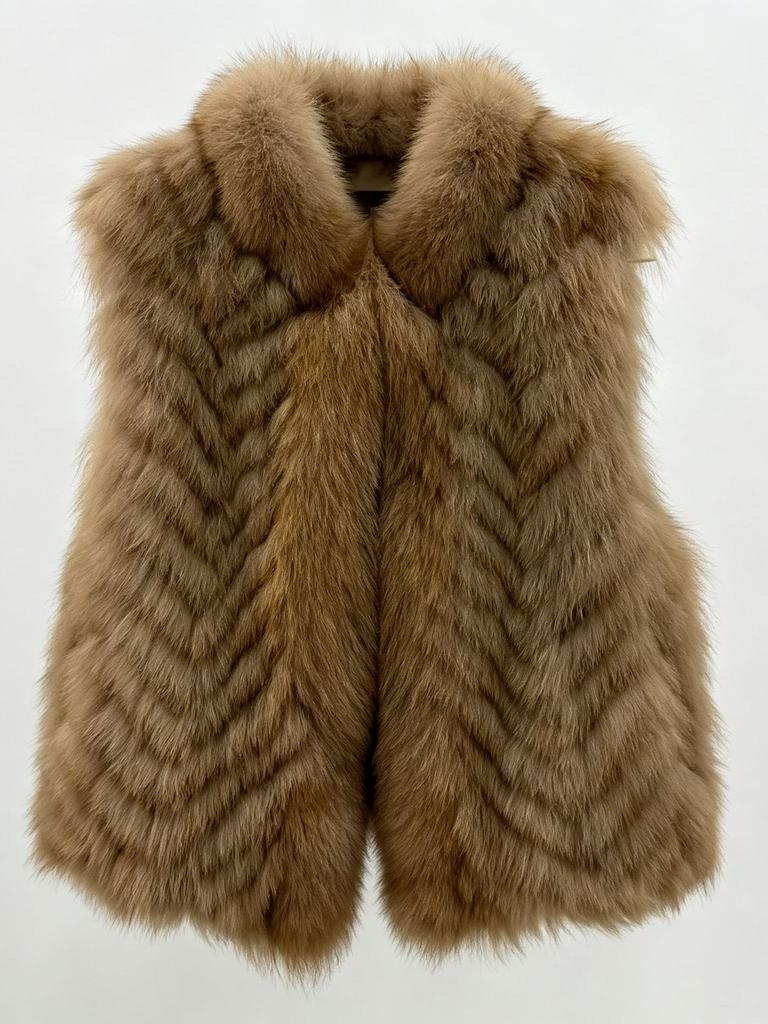 Matsuma Mingyue Autumn and Winter New Skinny Short Strips Fox Fur Vest Jacket Women's Fluffy Vest