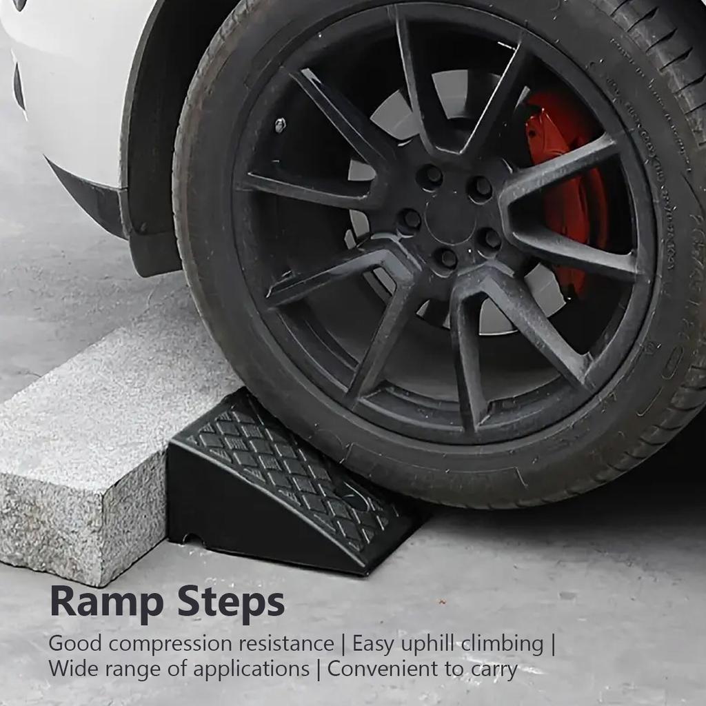 Portable Car Threshold Ramp Plastic Curb Ramp With Textured Surface 13CM Height for Automobile Motorcycle Wheelchair Shockabsorb