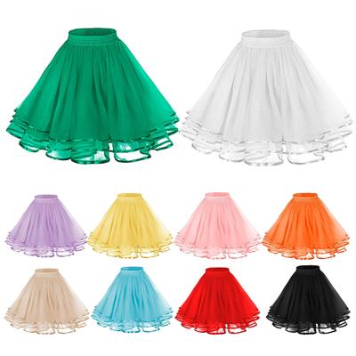 Mesh-Tüllrock mit elastischem Bund, einfarbig, dreilagiger Prinzessinnenrock, Cosplay, Hochzeiten, Partys, knielanger Rock