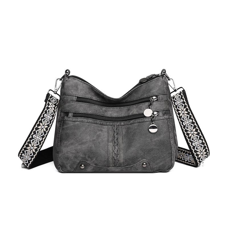 Soft Leather Bag with Large Capacity for Middle-aged and Elderly Mothers, Versatile Multi-layered Women's Crossbody Bag