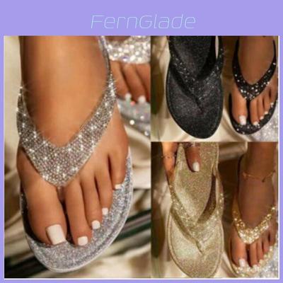 2022 Summer New Arrivals Plus Size Casual Rhinestone Flat Women's Slipper In Stock