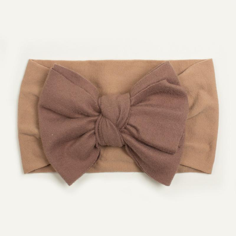 Spring thin baby plain bow headscarf, children's soft and comfortable nylon headband, baby headband