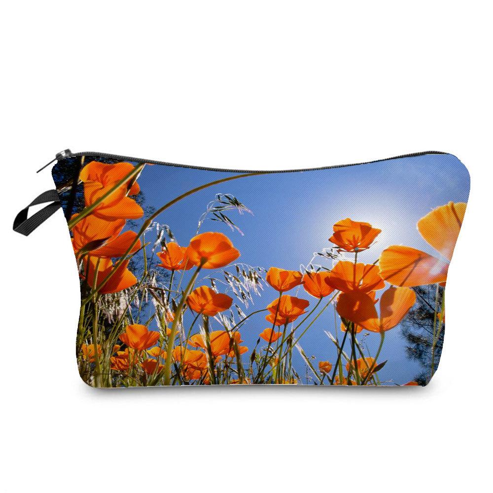 Damen Blumenmuster Kosmetiktasche Toilettenartikel Organizer Reiseaufbewahrungskoffer 6757