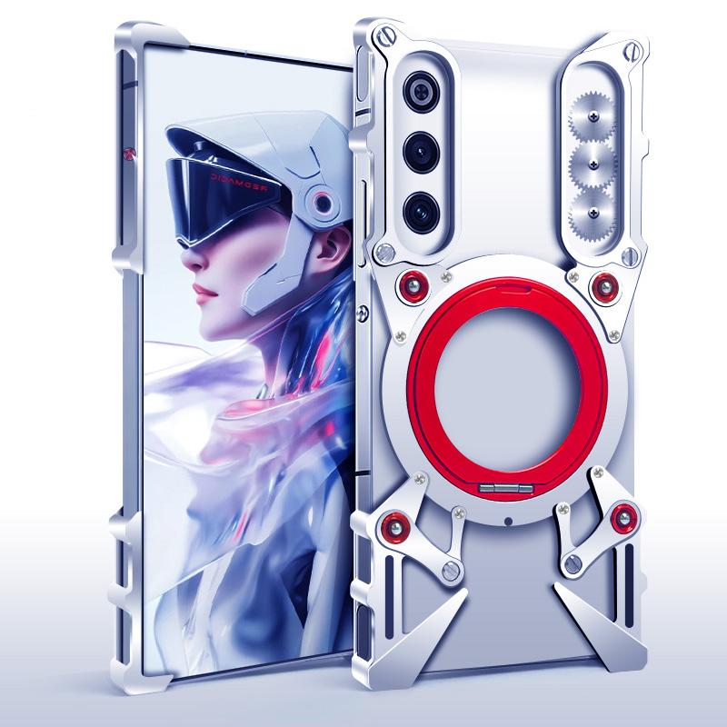 

Безрамочный алюминиевый чехол для Nubia Redmagic 10 Air Red Magic 10 Air Чехол с поворотной подставкой Металлический безрамочный противоударный чехол ZTE nubia RedMagic 10 Air серебряный