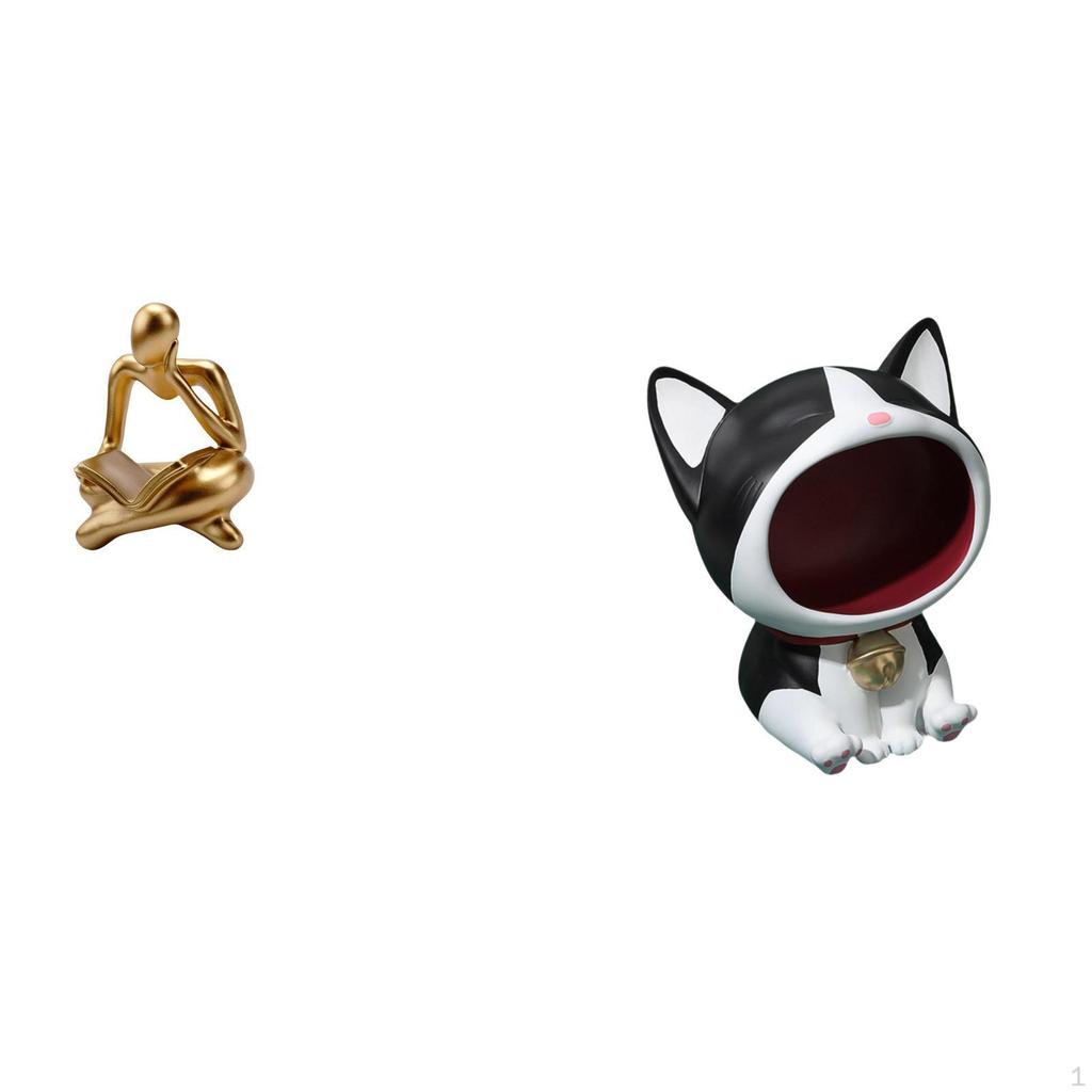 Abstract Cat Thinker Statue Art Craft Ornament for Tabletop Living Room Shelf Office Bookshelf