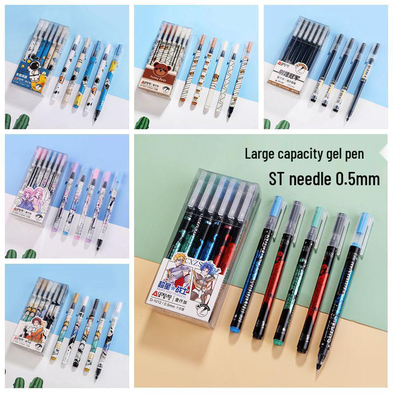 12-Pack Black Needle Tube 0.5mm Gel Pens for Students & Office Use