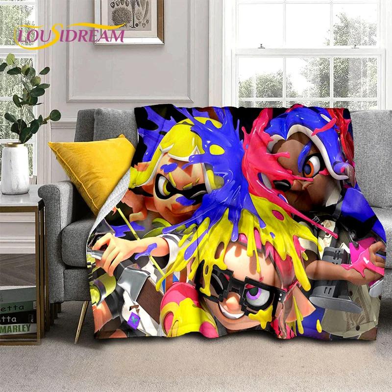 Splatoon3 PC Gamer Cartoon Game Soft Blankets,Keep Warm Throw Blanket Comfortable Blanket for Picnic Beds Sofa Home Bedroom Gift
