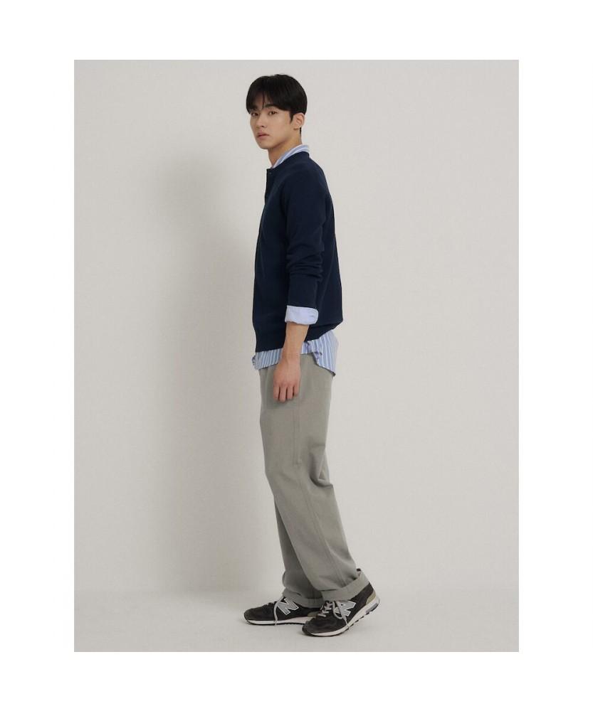 Binpolmen Textured Henley Neck Knit Navy