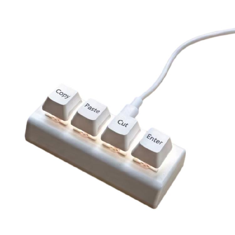 

USB Corded 4 Key Keyboard Cut Copy Paste Select for Easy Transport to Cafes Meetings and Remote Work Location білий