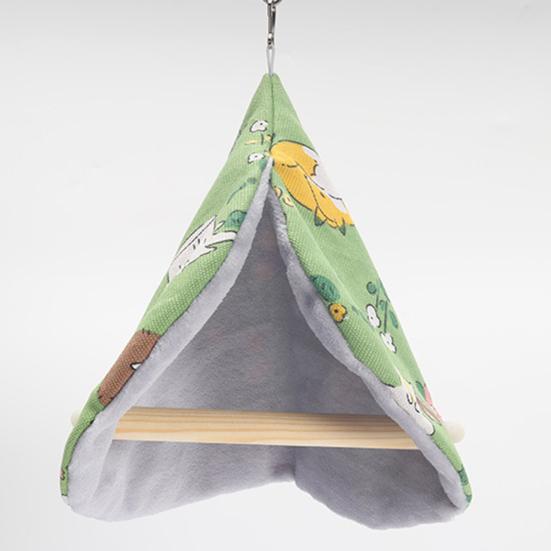 Yousheng Winter-Vogelnest zum Aufhängen, Cartoon-Druck, dick, weich, gemütlich, kältebeständig, kleines Vogelbett, Hängematte, Haus, Papagei, Sittich, Finke, Kanarienvogel, Käfig, Sitzstange, Spielzeug