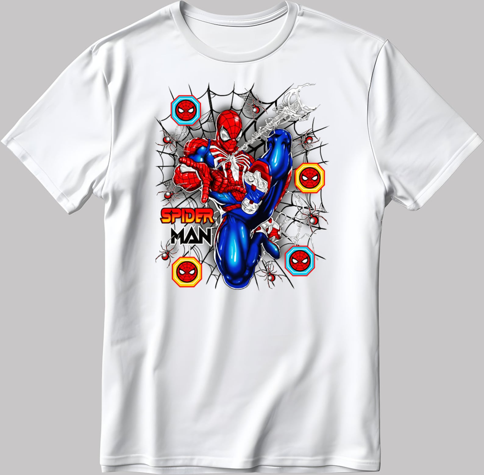 Spider Man Super Hero Short Sleeve White-Black Men s / Women s T-Shirt N138 4XL