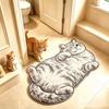 Cute Cartoon Lazy Cat-Shaped Rug Fun Creative Home Decor For Bedroom Beside Floor Mat Entrance Bathroom Washable Soft Carpet