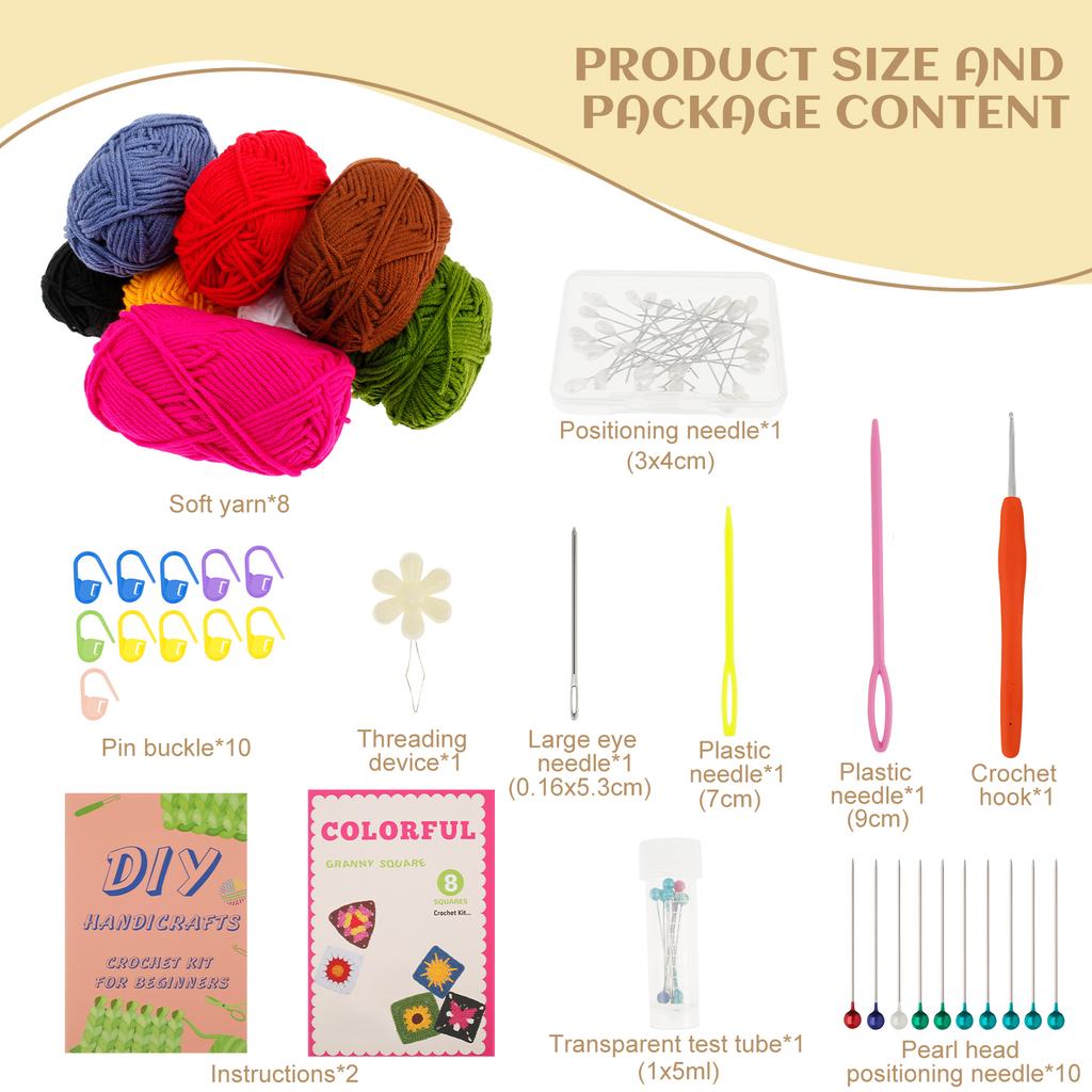 Crochet Kit for Beginners Crochet Starter Kit with 8 Yarns Complete Cup Mat Knitting Crochet Supplies with Step by Step Video