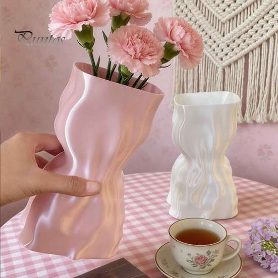 Sophisticated Home Accessories 3D Printed Flower Vase, Modern Minimalist Vase for Living Room Ornament Bedroom Decor, Creative Floral Arrangement