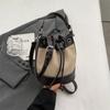 Luxury Designer Bucket Crossbody Bag  New Women Drawstring Vintage Handbags High Quality Patchwork Leather Shoulder Bags