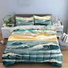 Ocean Wave Sunrise Print Bedding Set (1 Duvet Cover, 2 Pillowcases, Duvet Not Included)