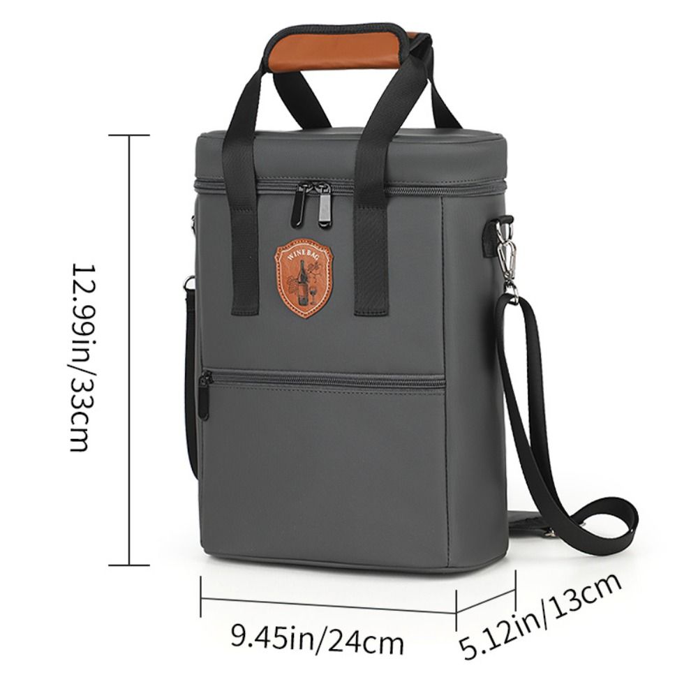 Two-bottle Wine Tote Bag Portable Oxford Cloth Wine Bottle Insulation Bag Leakproof Front Pocket Wine Cooler Carrier Bag