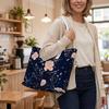 Elegant Floral Printed Tote Bag Fashion Portable Shoulder Bag for Daily Use