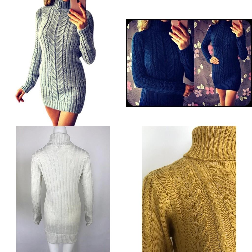 Sexy Autumn And Winter Knit Dress Slim Fit And High Collar Twist Design