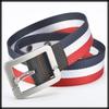 [White Fang] Belt Buckle Casual Design Leisure Jeans Fashion Durable Men's BTA719 (Black Stripe)