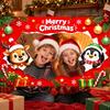 Christmas Celebration Photo Accessories Cartoon Booth Frame Banner, Xmas Selfie with Elk Gift for Party Decor Penguin Bear, Holiday Handheld
