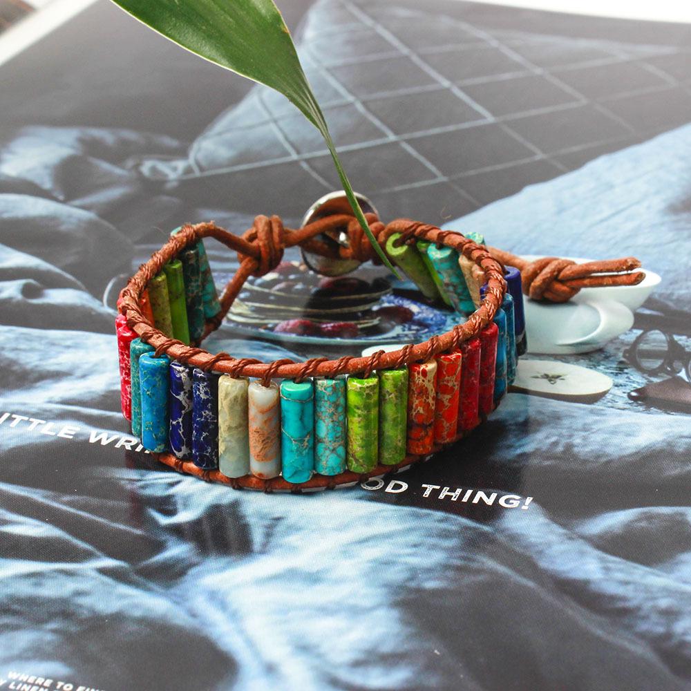 Seven-Color Imperial Stone Chakra Bracelet: Handmade, European & American Style