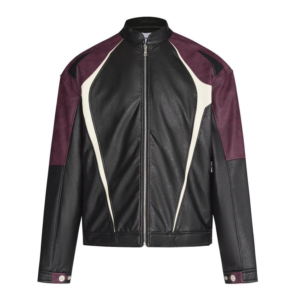 Men's Deconstructed PU Leather Hooded Jacket - Autumn/Winter 2025, Loose Scimitar Sleeve Design