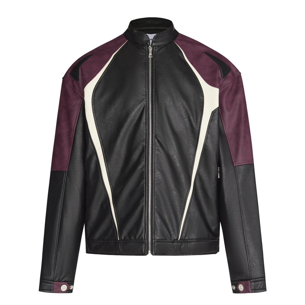 

Men s Deconstructed PU Leather Hooded Jacket - Autumn/Winter 2025, Loose Scimitar Sleeve Design Medium