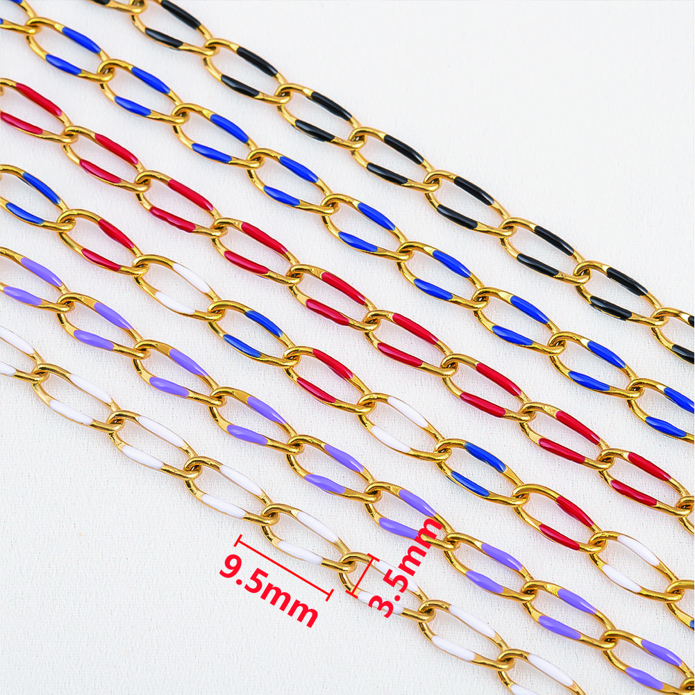 1 Meter Emaille-Kordelkette Edelstahl-Seil Rolo-Glieder Körper Goldene Kette Gürtel für Schmuckherstellung DIY Halskette Armband Handwerk