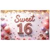 Shimmering Texture Birthday Party Banner Birthday Decoration Sweet 16 Banner for Special Occasion Festive Decoration