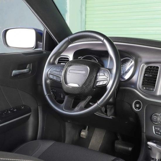 Carbon Fiber Center Steering Wheel Covers For Challenger Charger Durango SRT 15+