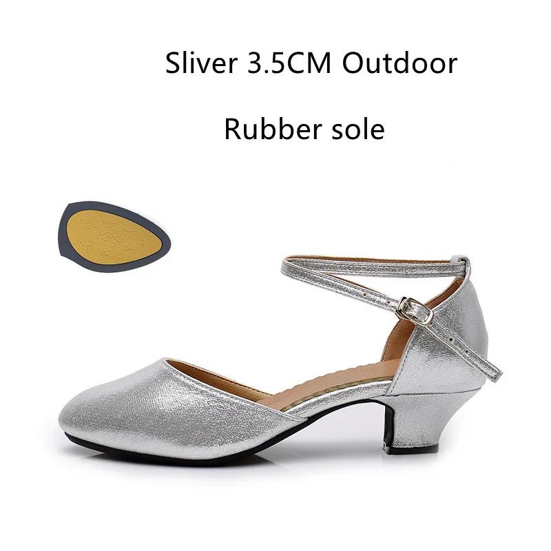 Standard-Damenschuhe Perlmutt Damen Standard-Tanzschuhe Geschlossene Zehen Salsa-Schuhe Gummi Weiche Laufsohle Modern Dance Niedriger Absatz