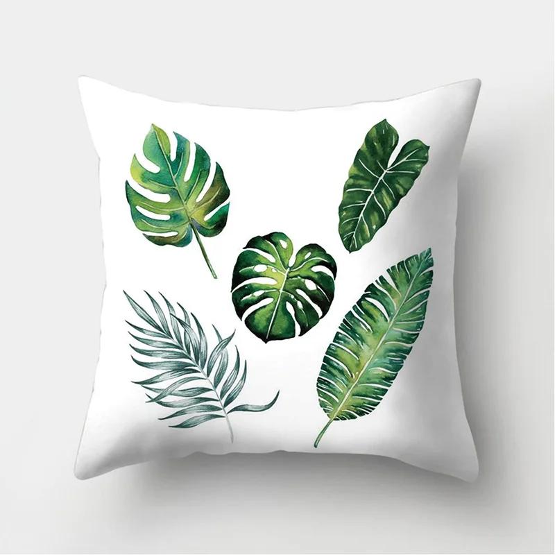 Tropical Palm Leaf Coniferous Decorative Double-Sided Polyester Cushion Cover Pineapple Yellow Green Car Throwing Pillowcase