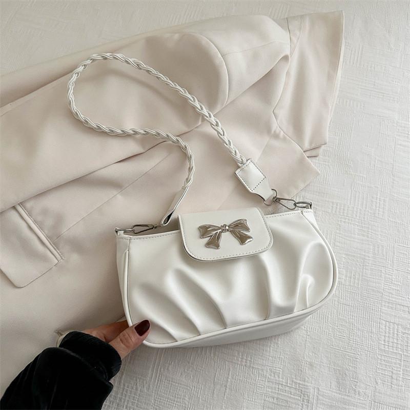 Stylish Summer Women's Bowknot Single Shoulder Bag In Trendy Black White Pink Silver