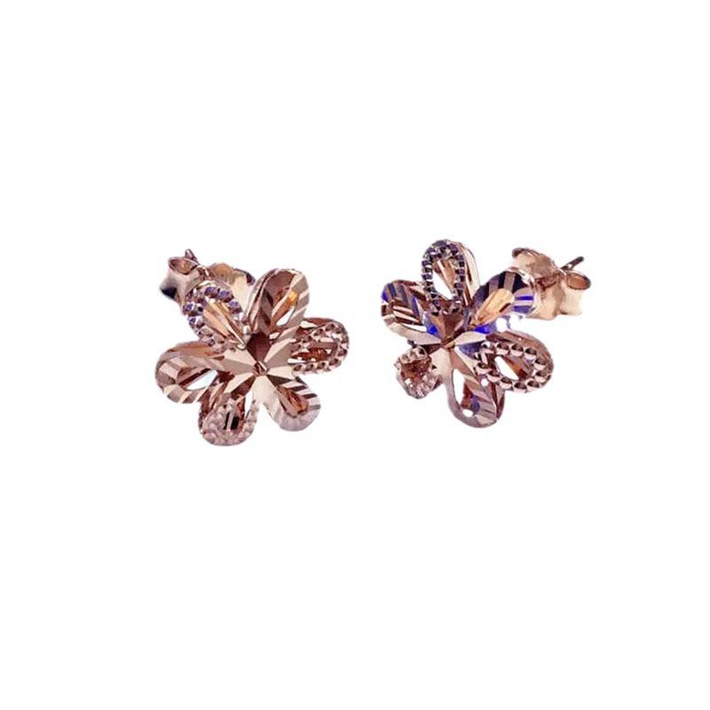 Purple Gold-Plated Rose Gold Car Flower Flower Hollow Shiny Earrings Sweet Gold Stud Earrings For Women