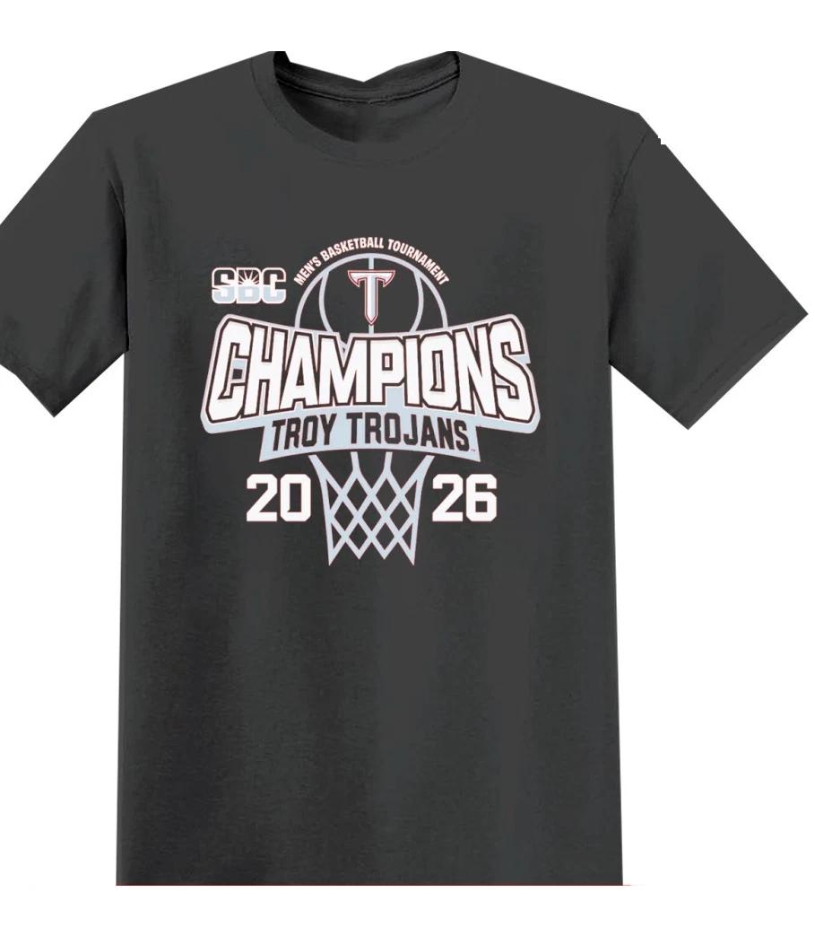 Troy University Trojans 2026 Sun Belt Basketball Tournament Champions T-shirt 2XL