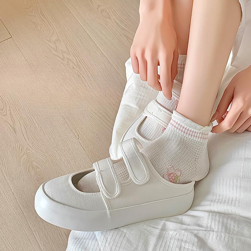 3 Pairs of Summer Thin Boat Socks for Women, Deodorizing, Sweat-absorbing, Mesh Sweet Short Socks That Don't Fall Off, Women's Socks