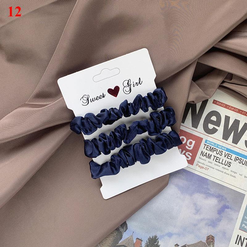 Fashion 3PCS/Set Satin Silky Scrunchies Hair Rope Luxury Solid Color Elastic Hair Bands Women Hair Accessories Headwear