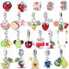 Color Strawberry Cherry Fruit Series Charms New Metal Beads Fit 3Mm Original Bracelets Make Your Own Birthday Accessory Gifts Elegant Fashion