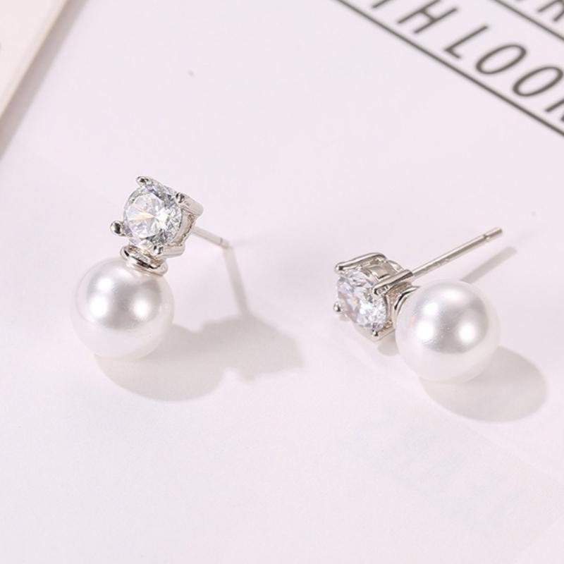 925 Sterling Silver Earrings Pearl Classic for Women Wedding Engagement Fine Jewelry Luxury Zircon Gifts Stud Earrings