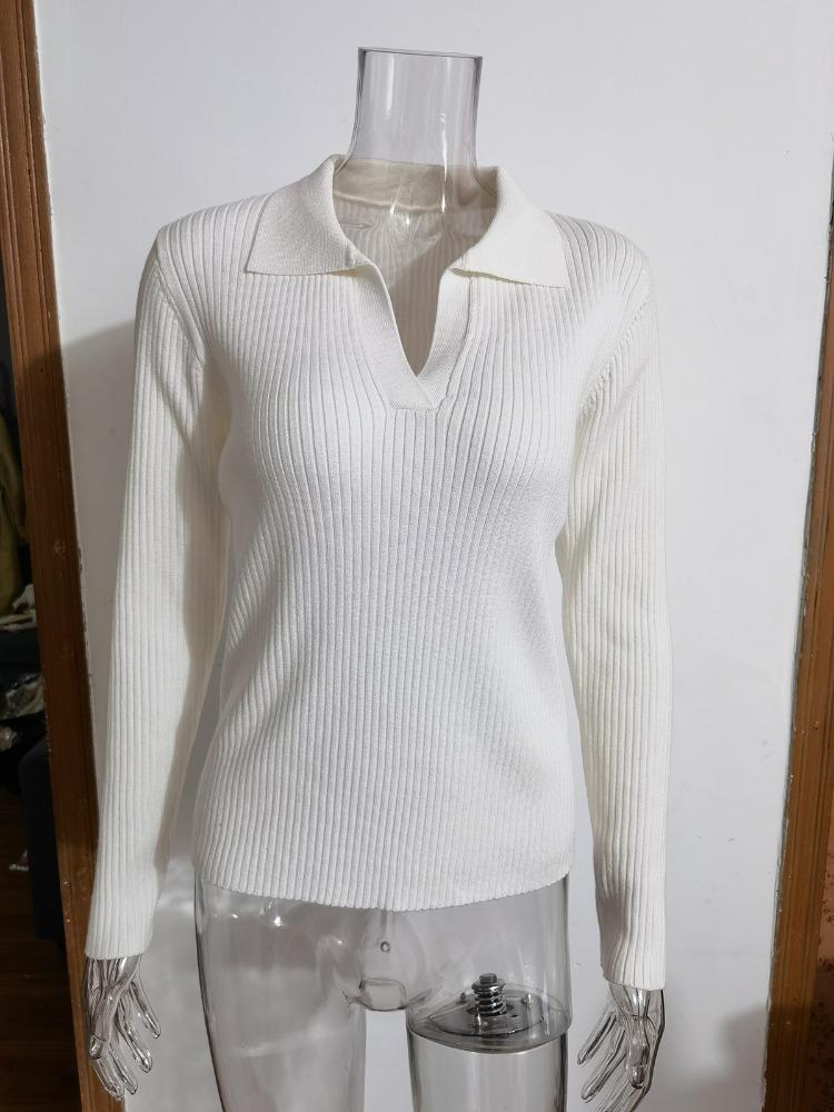 

Вязаный свитер с воротником Ранняя осень Ин Темперамент Элегантный Облегающий В рубчик Однотонный Вязаный свитер Смесовый Удобный Подкладка С длинными рукавами Свитер L