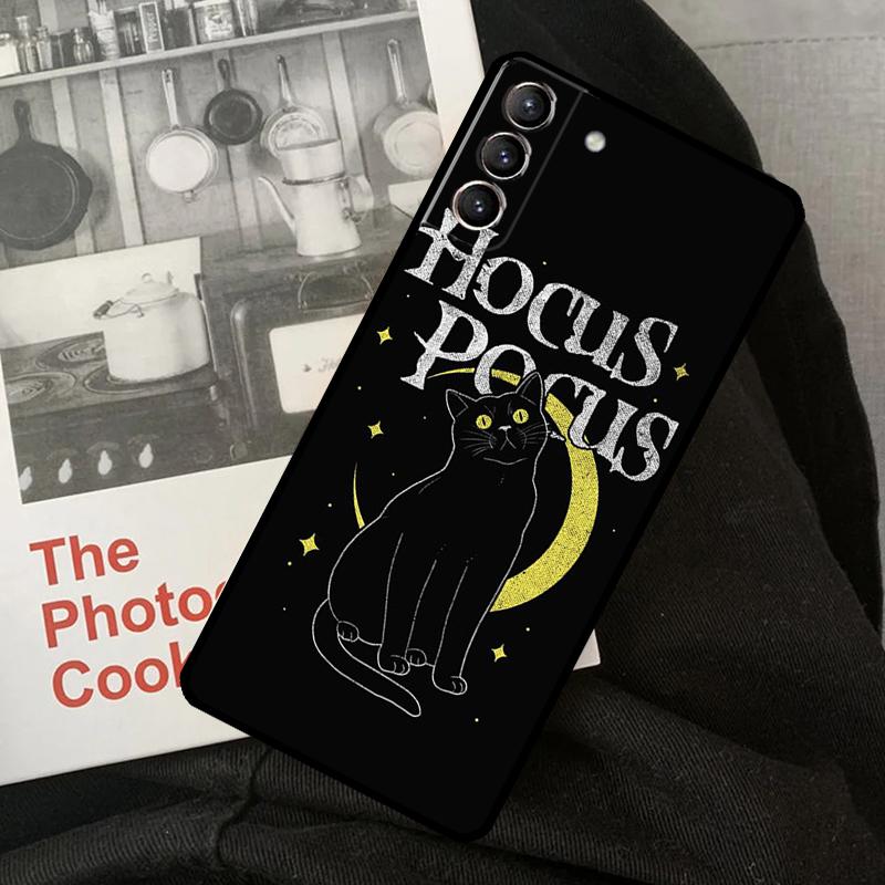 Halloween Witch Cat Phone Case For Samsung Galaxy S22 S23 S24 Ultra S20 S21 S24 FE S9 S10 Plus Note 10 20 Ultra