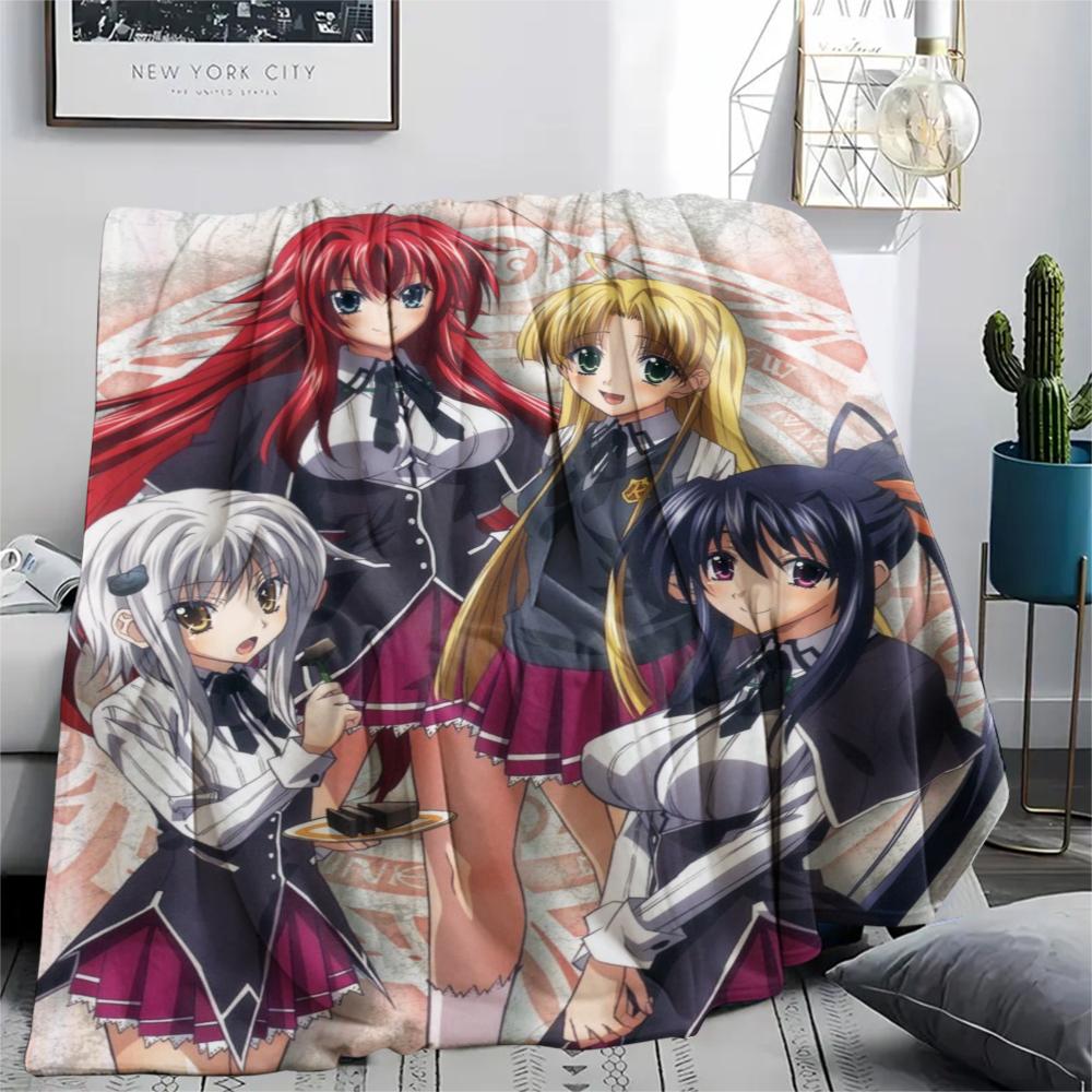1PC Highschool Dxd Print Flannel Blanket, High Quality Comfortable for All Seasons, Home Decor, Warmth and Comfort, Perfect for Christmas Gifts