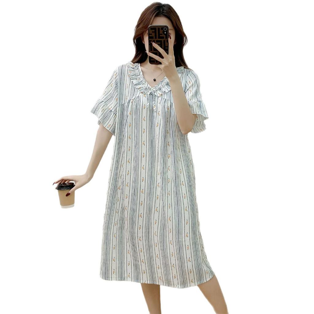 Women's Cloud Cotton Short Sleeve Nightgown - Summer Pajamas & Outdoor Sweet Girly Dress Homewear