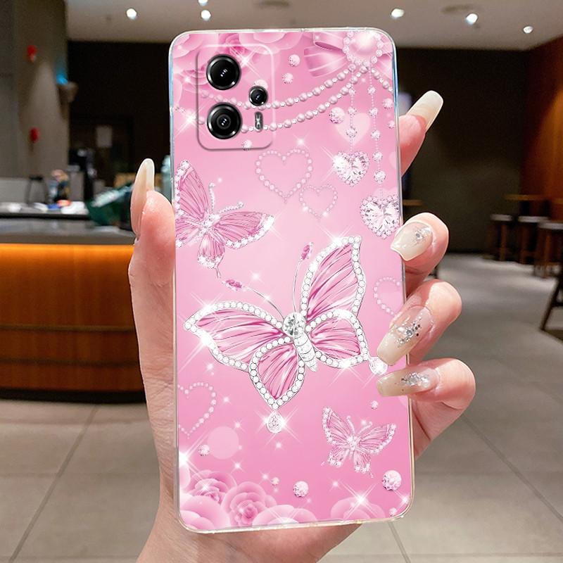 Phone Case For Motorola Moto G13 / Moto G23 / Moto G14 Funda Butterfly Bow Protective Casing Transparent Soft Silicone TPU Cover
