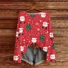 Women's Round Neck Lightweight Sweater Casual Long Sleeve Christmas Print Knit Pullover.
