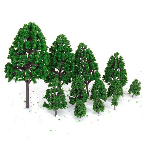 22 piece Train Landscape 6.3 Cm Green Architecture Trees
