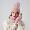 3Pcs/Set Women Hat Scarf Gloves Set Solid Color Design Twist Texture Thickened Warm Plush Lining Hat Scarf Gloves Winter Accessories